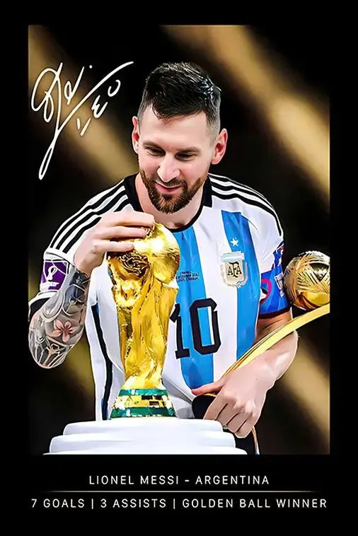 Arte de pared Pop moderno, estrella de fútbol argentina Meesi firmada, lienzo HD, póster impreso, decoración para el hogar, dormitorio, sala de estar, regalos