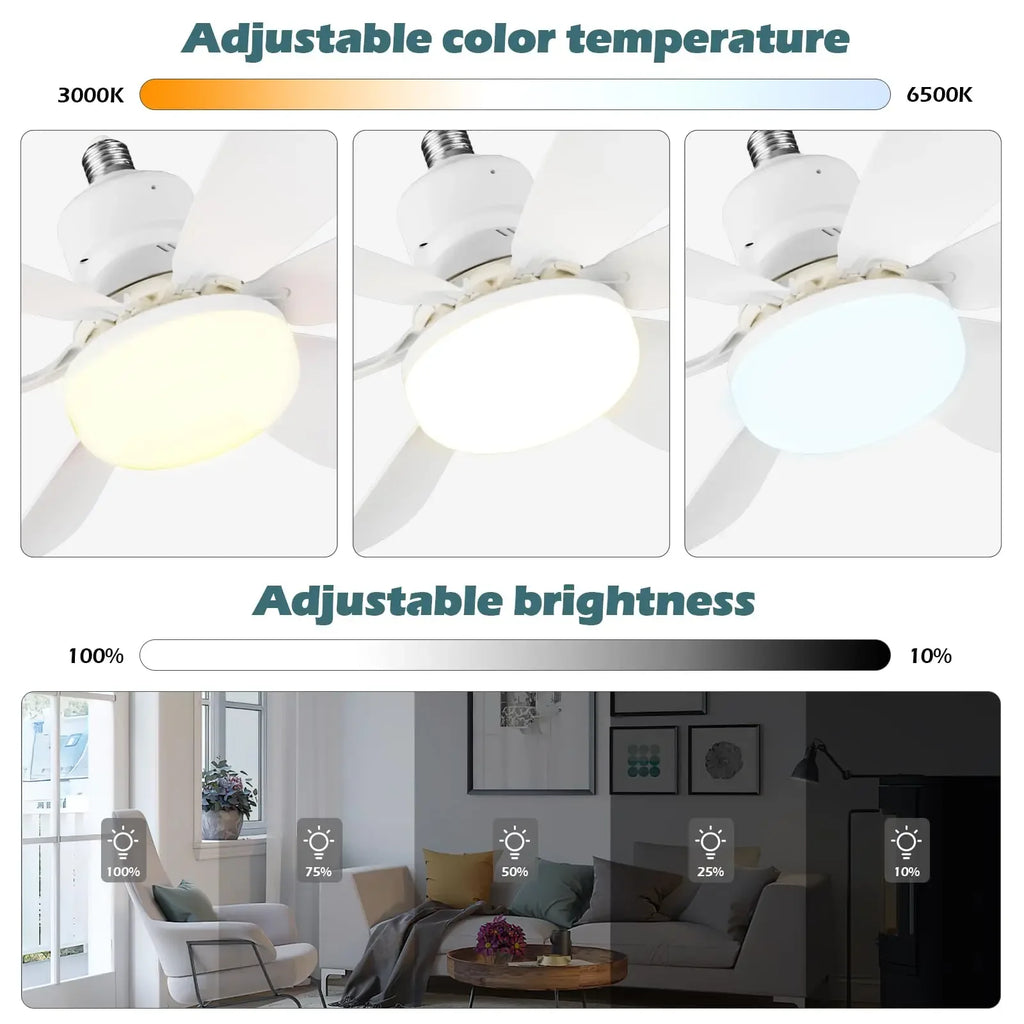 Ventilador de techo LED 40W E27 con control remoto para atenuación, adecuado para sala de estar, estudio, uso doméstico, 85-265V
