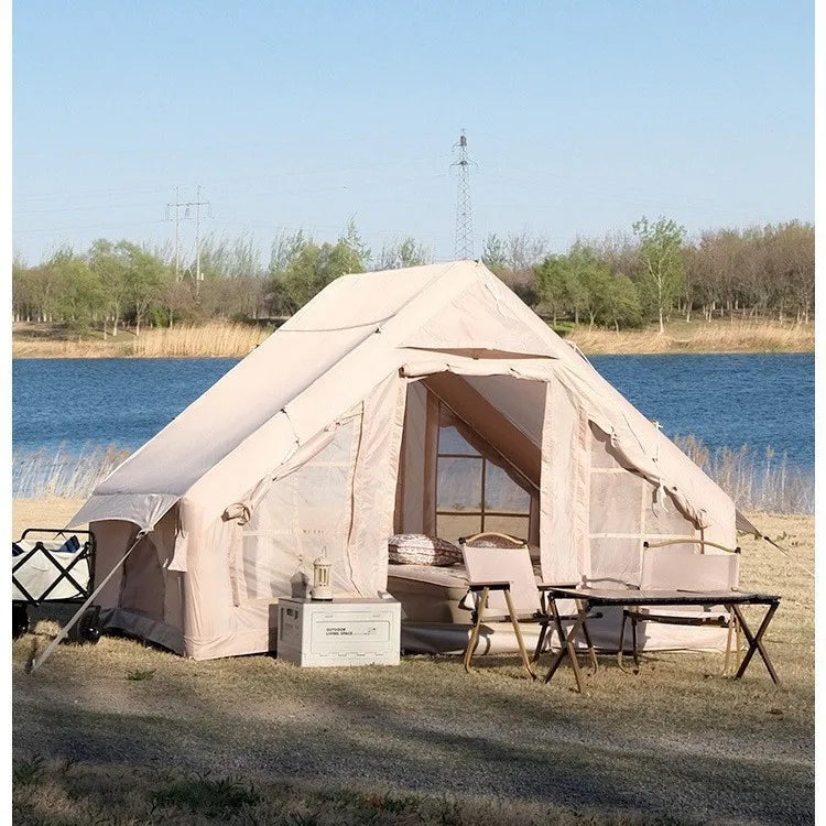 Carpa Inflable Ligera para Acampar al Aire Libre, Estilo Habitación, Cálida, Completa, Resistente a la Humedad, Tipo Cabaña
