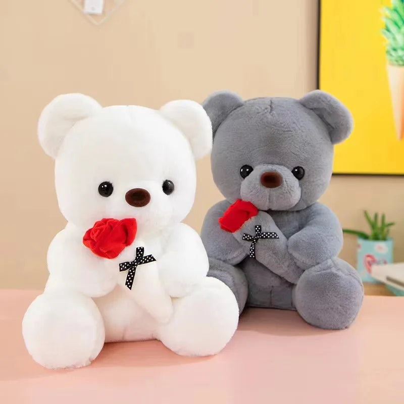 Oso de Peluche con Rosas, Juguete de Peluche, Regalo Romántico para Novia, Día de San Valentín, Cumpleaños y Aniversario