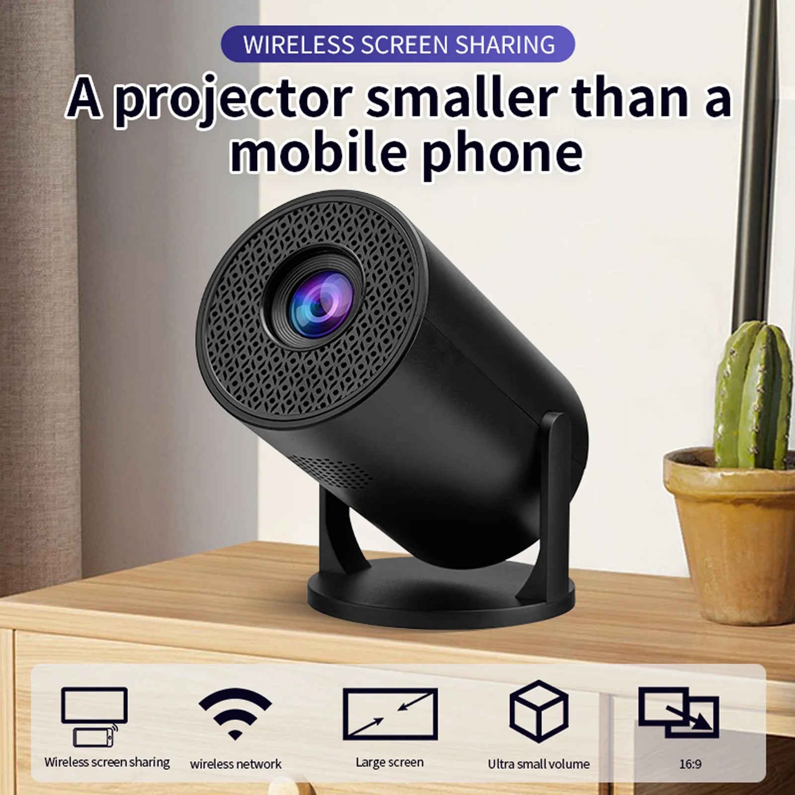 Proyector de vídeo USB TV Sticks 8000lm Brillo Bluetooth Fidelidad inalámbrica LED 1080P Pequeño proyector para computadora portátil PC Smartphone