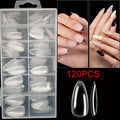 120/240 Uds. Adhesivo largo de Gel suave para uñas, cubierta completa transparente, prensa de almendra en uñas, puntas de uñas acrílicas de almendra para extensión de salón de uñas