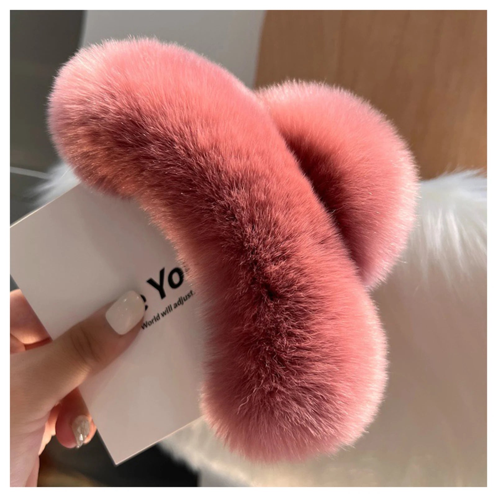 Pinza para el cabello de felpa elegante, de piel sintética lisa, pinzas grandes para el cabello, horquilla de color liso para otoño e invierno, ideal para cabello grueso.
