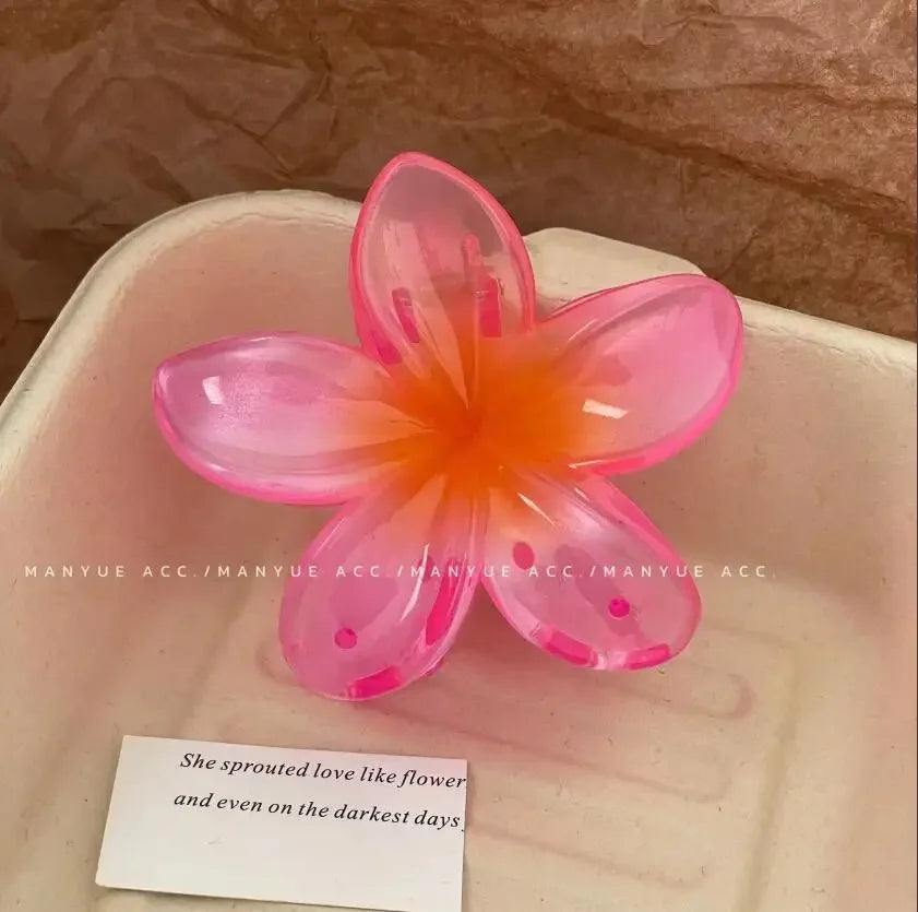 Nueva moda, Clip de garra de flor brillante para mujer, Clip de tiburón de cola de caballo dulce transparente, accesorios versátiles para el cabello para niña