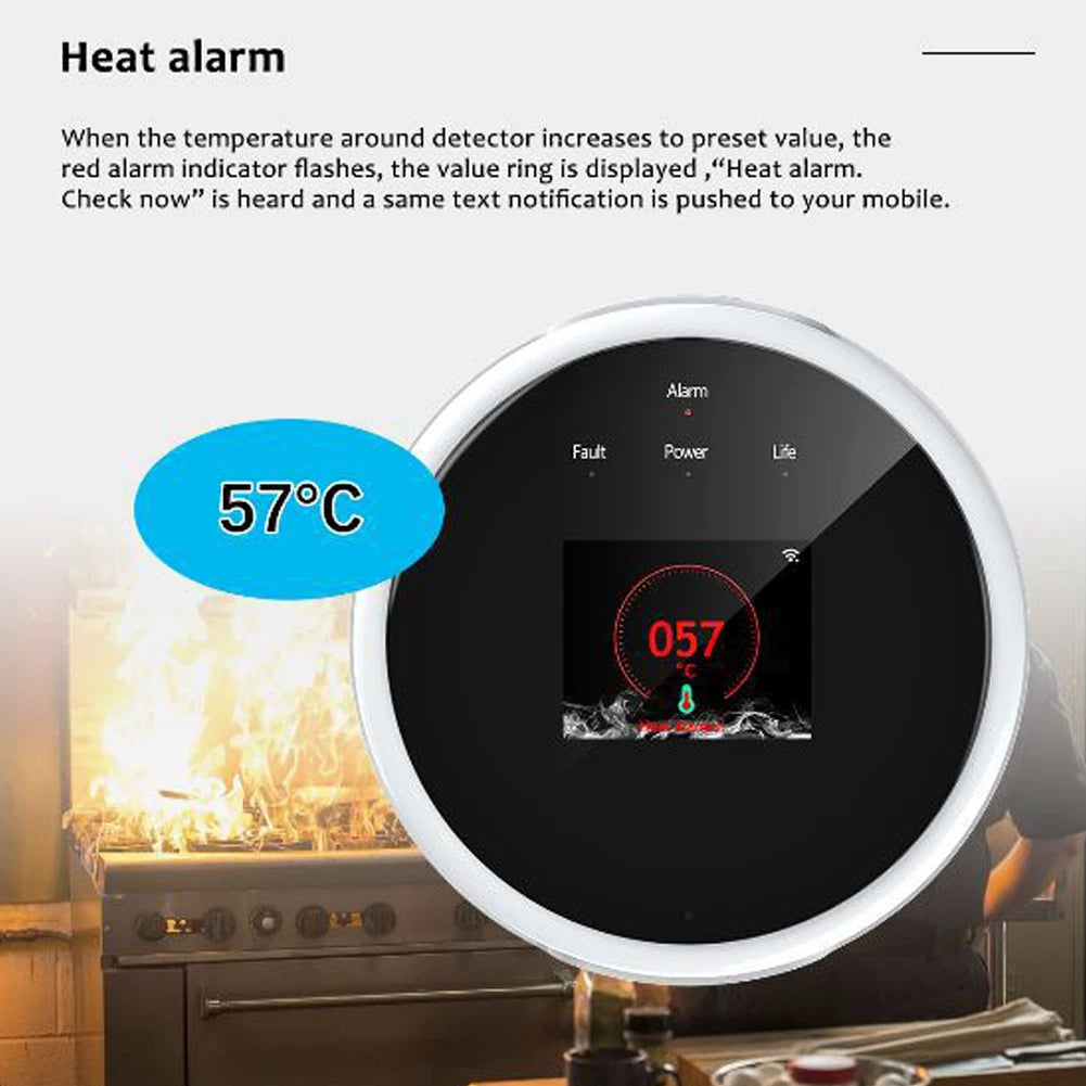 Sensor de Gas Natural Tuya Wifi, Detector inteligente de alarma de Gas Combustible para el hogar, Sensor de fugas de Gas Compatible con Amazon Alex