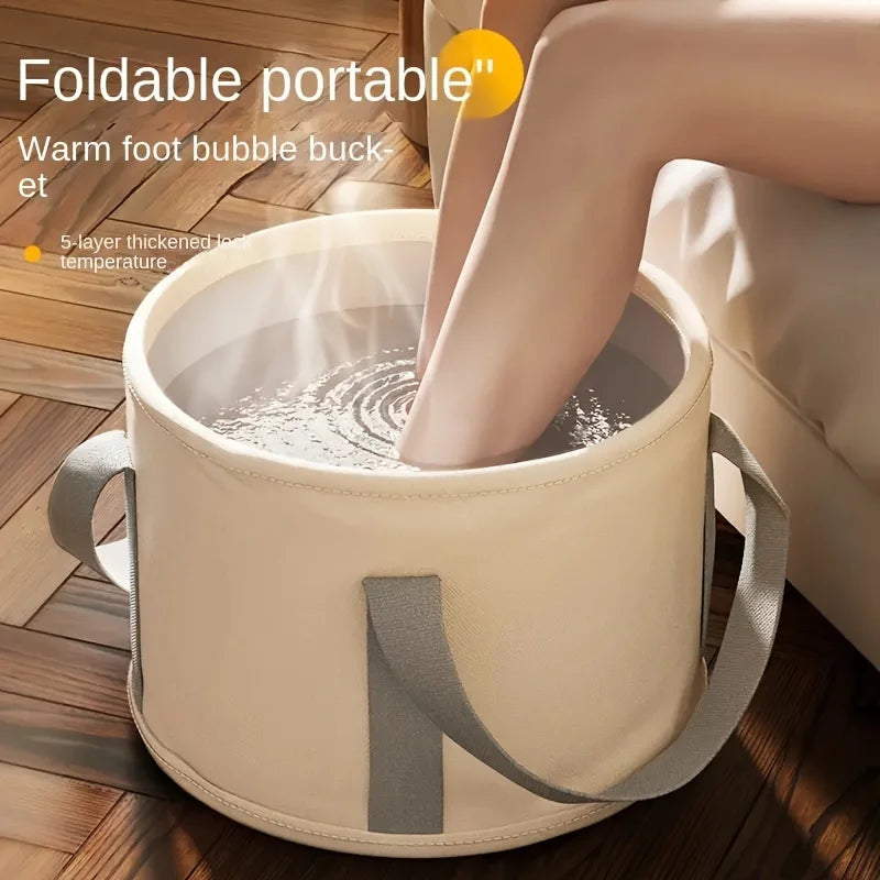 Bañera plegable portátil para remojar los pies con preservación del calor, lavabo profundo multifuncional, cubo para Spa para pies, masaje