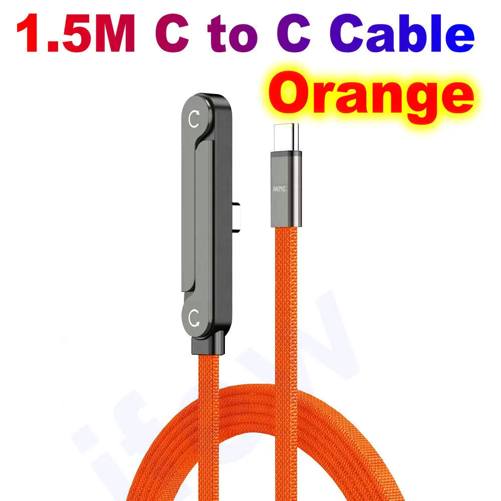 Quick Charge Flat Phone Charger Type C 240W Foldable Stand Fast Charging Kick Cable Stand Holder Cord for IPhone 17 16 Samsung