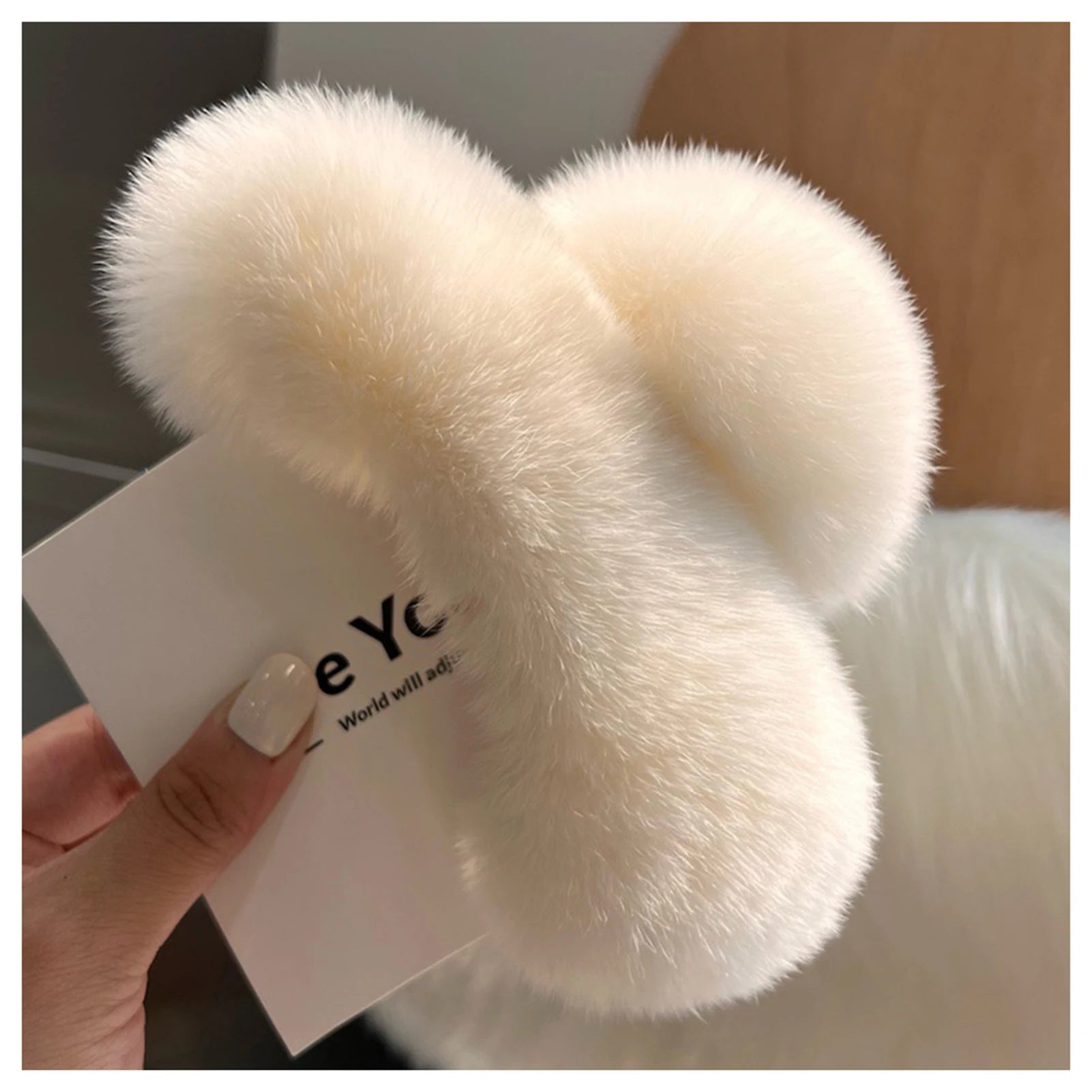 Pinza para el cabello de felpa elegante, de piel sintética lisa, pinzas grandes para el cabello, horquilla de color liso para otoño e invierno, ideal para cabello grueso.