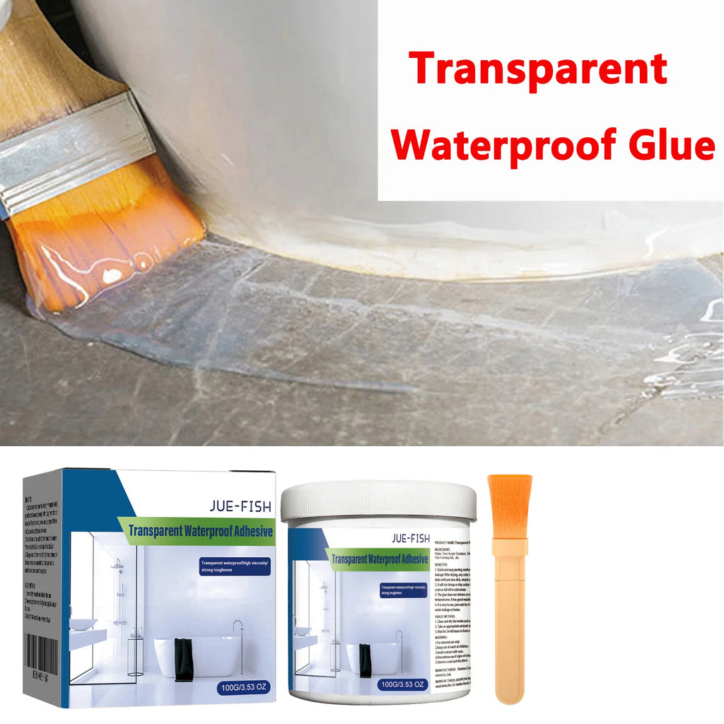 Sellador de reparación de fugas de pegamento de revestimiento impermeable transparente para azulejos de techo de balcón de baño pintura transparente Flexible de secado rápido 100g