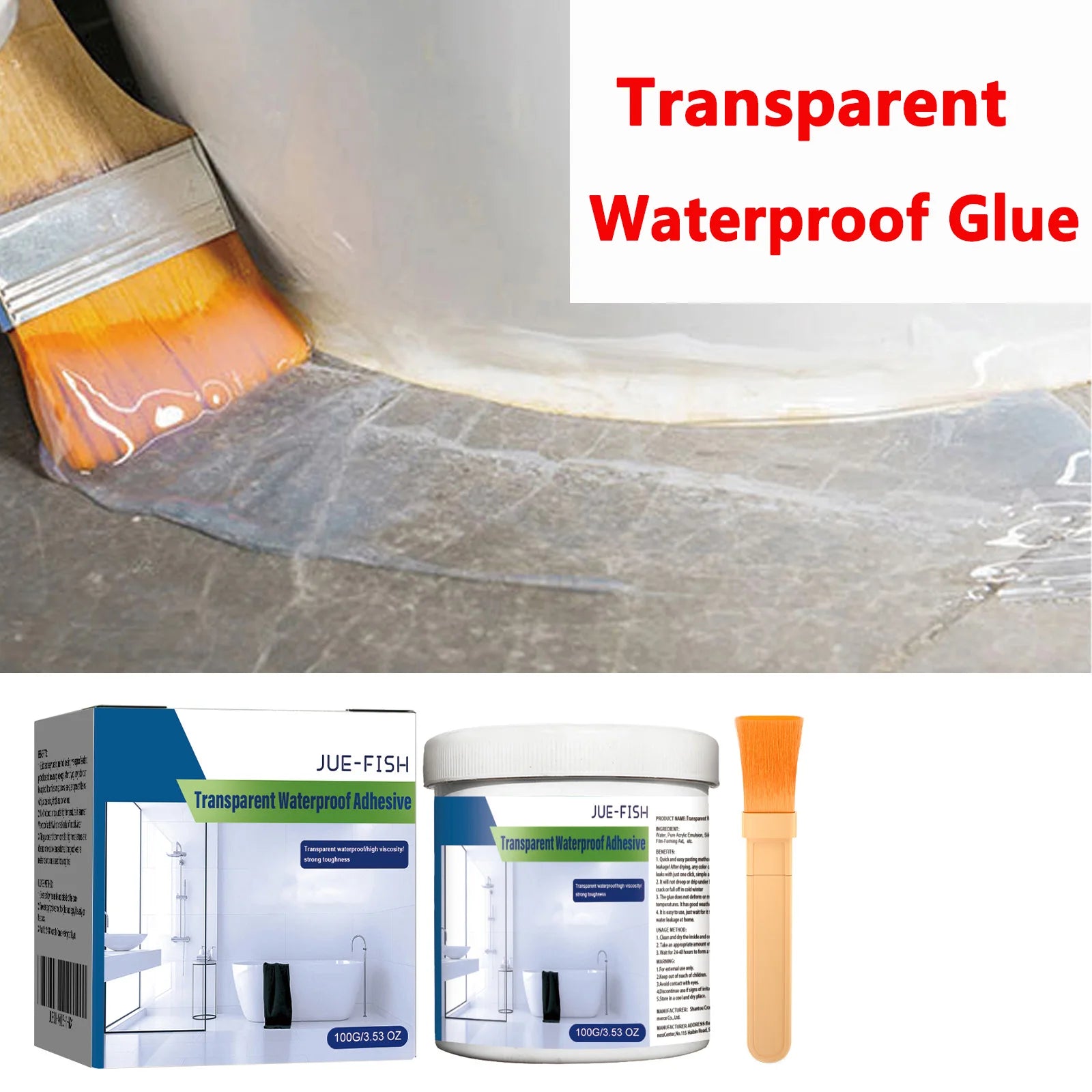 Sellador de reparación de fugas de pegamento de revestimiento impermeable transparente para azulejos de techo de balcón de baño pintura transparente Flexible de secado rápido 100g