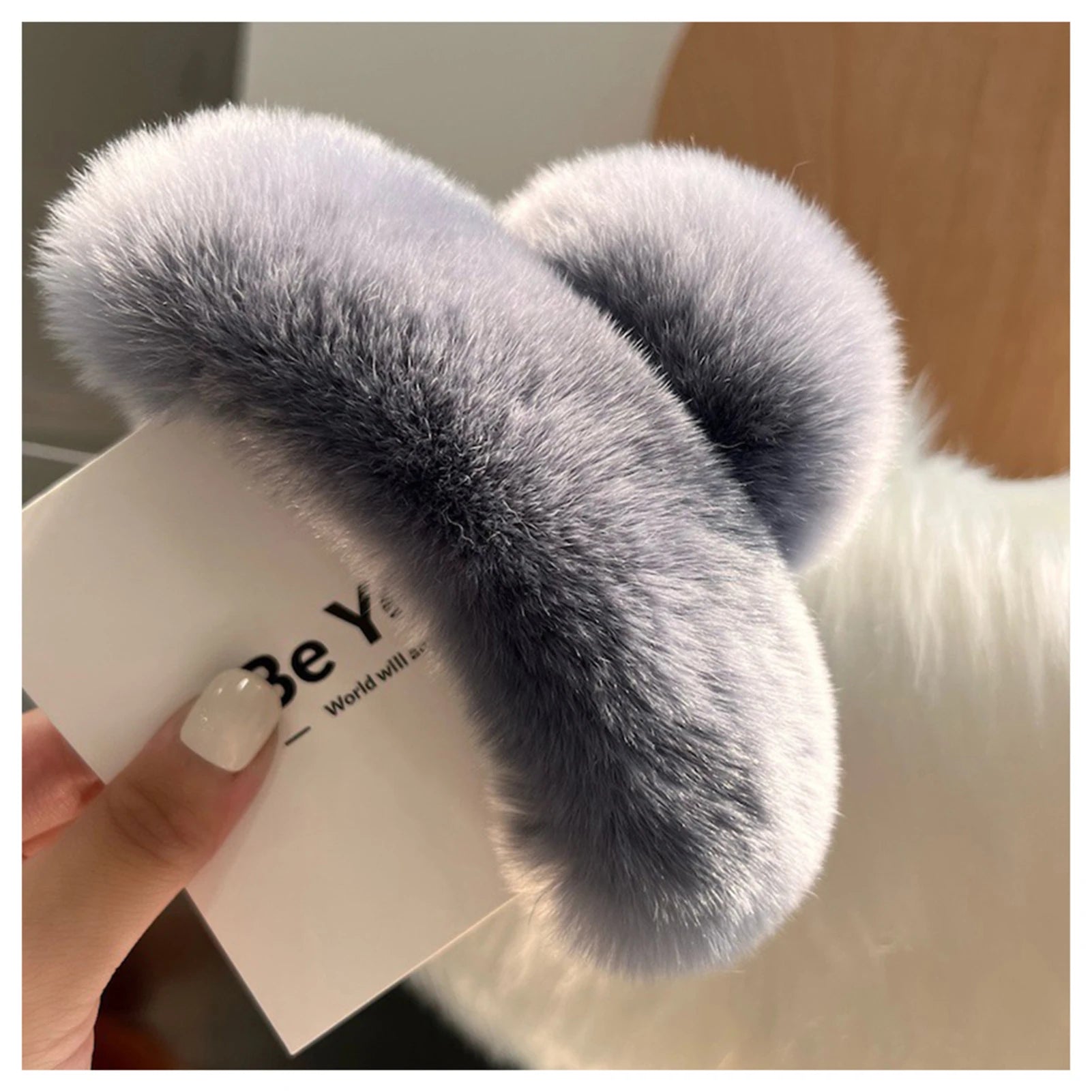 Pinza para el cabello de felpa elegante, de piel sintética lisa, pinzas grandes para el cabello, horquilla de color liso para otoño e invierno, ideal para cabello grueso.