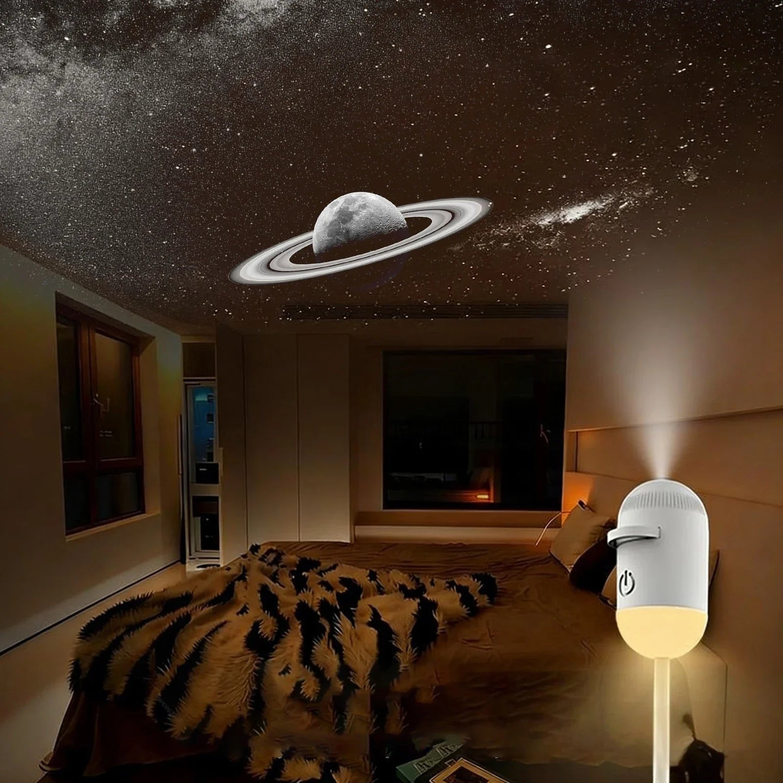 Mini proyector de estrellas USB 2 en 1, luz nocturna con 12 películas, luz ambiental de cielo estrellado para decoración del hogar y del coche, para adultos y niños