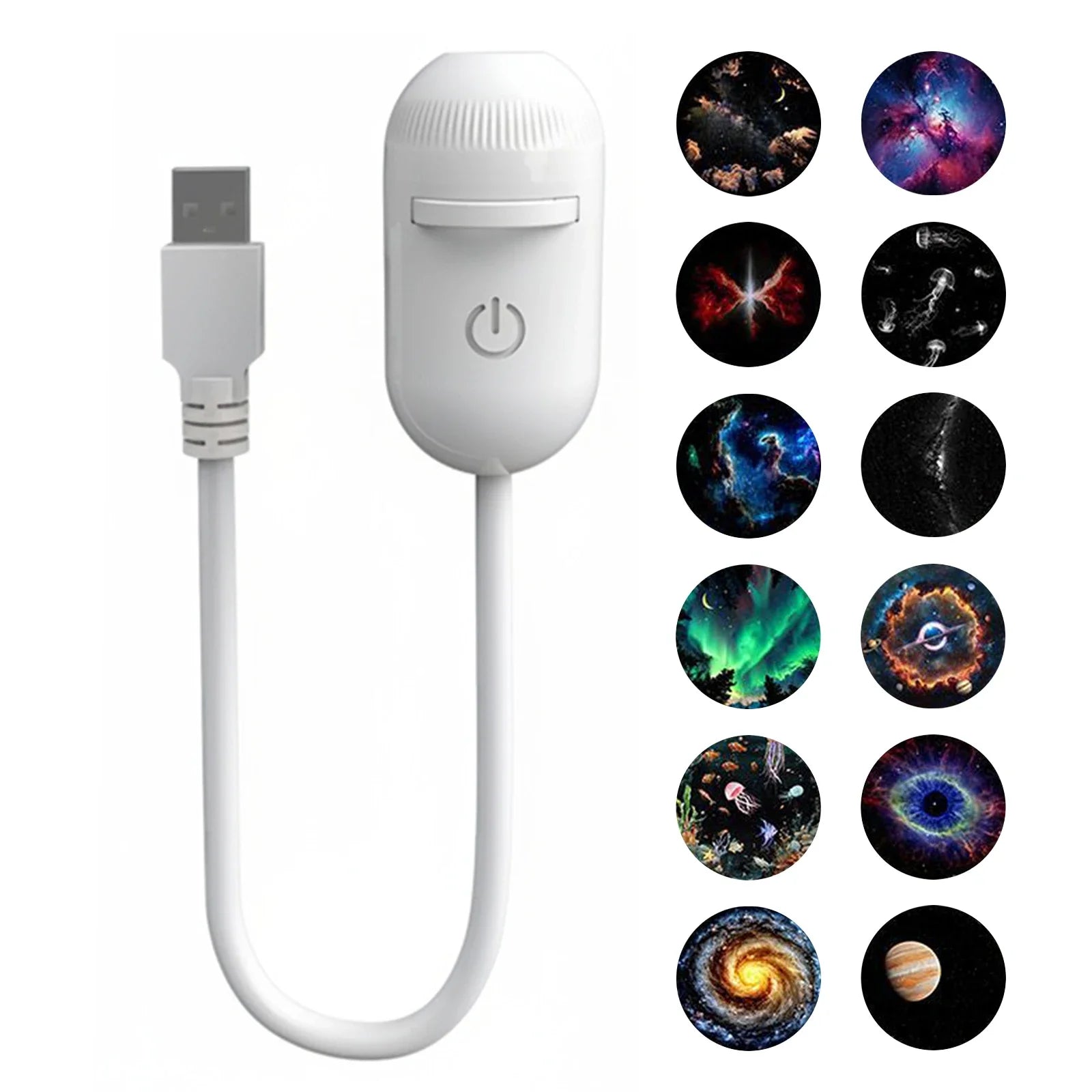 Mini proyector de estrellas USB 2 en 1, luz nocturna con 12 películas, luz ambiental de cielo estrellado para decoración del hogar y del coche, para adultos y niños