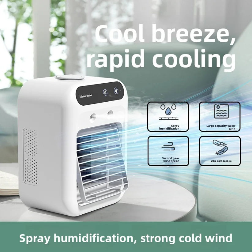 Ventilador de aire acondicionado pequeño con USB, humidificación por pulverización, Mini ventilador de aire acondicionado pequeño, ventilador de refrigeración de escritorio, ventilador móvil para dormitorio