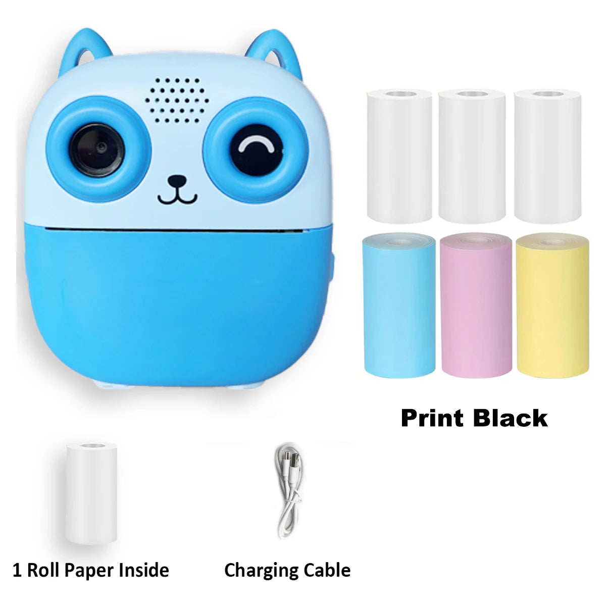 [Mini cámara instantánea] Mini cámara de impresión térmica | 1080P HD, rollos de papel de impresión, batería de 1200 mAh, grabación de vídeo