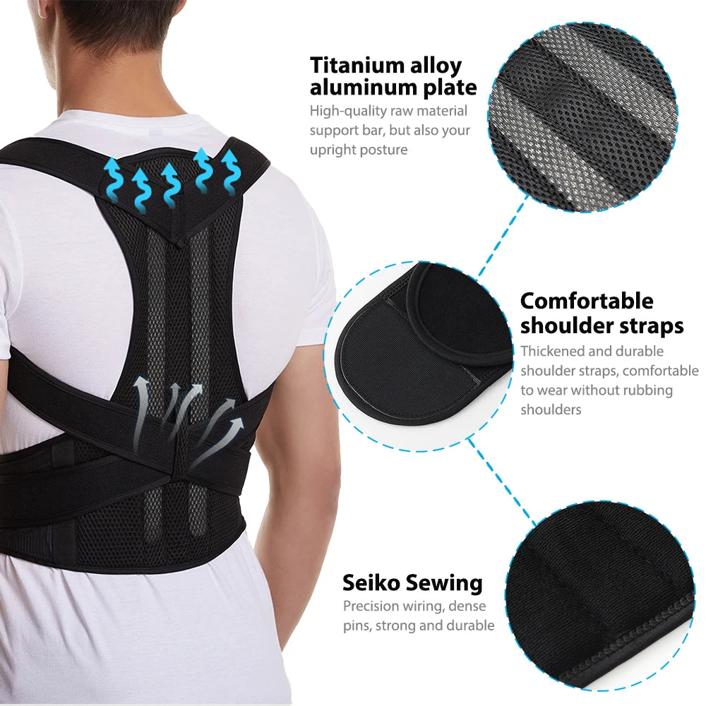 Corrector de Postura Ajustable para Hombre y Mujer, Soporte Completo para Espalda Alta y Baja
