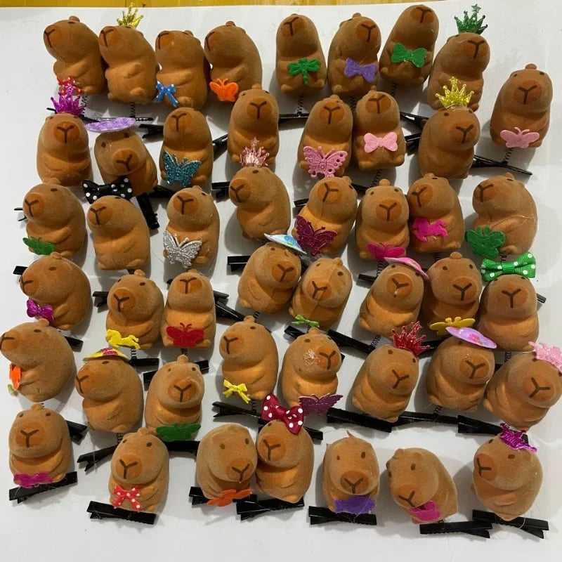 10-100 Uds. Pajarita Kawaii pequeña horquilla de capibara 3D Clip de resorte Clip de pico de pato Clips de flequillo Clips laterales accesorios para el cabello