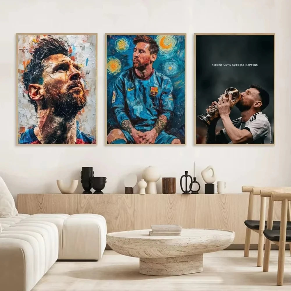 Póster de estrella de fútbol m-messi Argentina, arte HD, pared adhesiva, impermeable, decoración para el hogar, sala de estar y bar