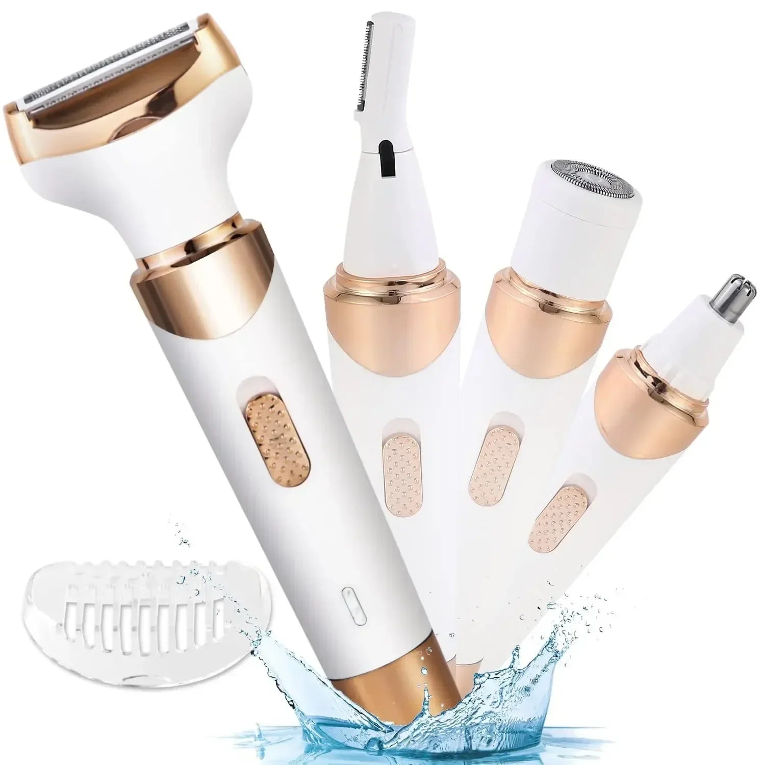 Afeitadora eléctrica 4 en 1 para mujer, afeitadora corporal, recortadora de pelo para axila, Bikini, brazo, pierna, cara, bigote, portátil, indolora