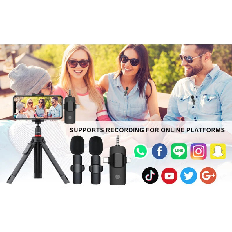 Micrófono Lavalier inalámbrico 4 en 1, micrófono inteligente con reducción de ruido de 3,5mm para Iphone, Android, cámara SLR, altavoz, radio