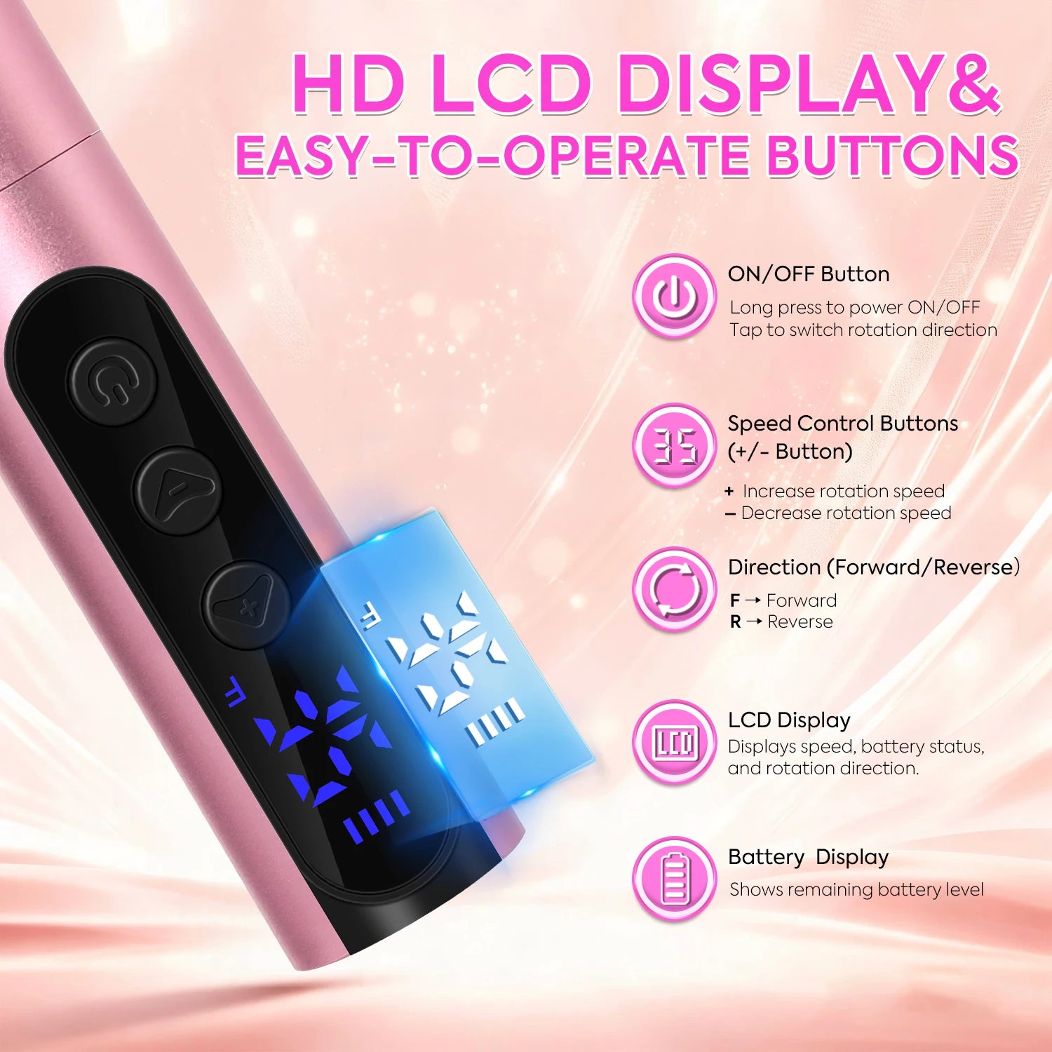 Máquina de manicura portátil recargable de 35000 RPM con lijadora de uñas de bajo ruido para acrílico, gel y esmalte, herramienta profesional para uñas.