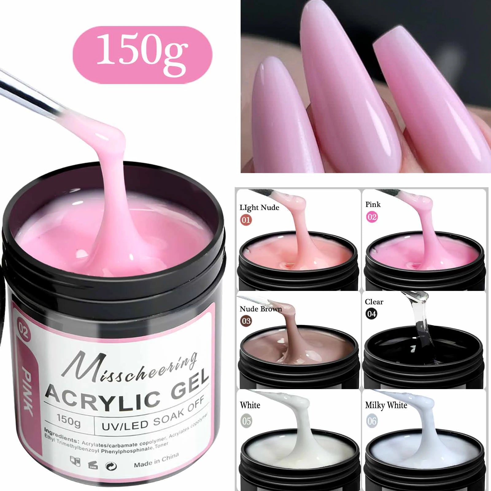 1 tarro 100/150g Gel de uñas de polietileno UV LED curado constructor de uñas Gel de extensión de uñas de cristal acrílico para uñas DIY en salón de casa