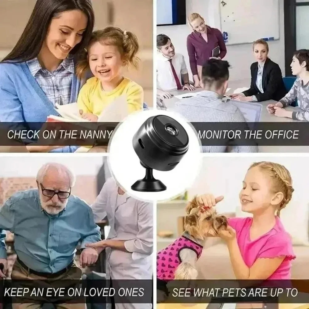 Mini Cámara WiFi HD 1080P con Visión Nocturna Inalámbrica, Imán Integrado, Almacenamiento, Visualización Remota a través del Teléfono, Cámara de Seguridad para el Hogar, Bebés, Mascotas y Niñeras