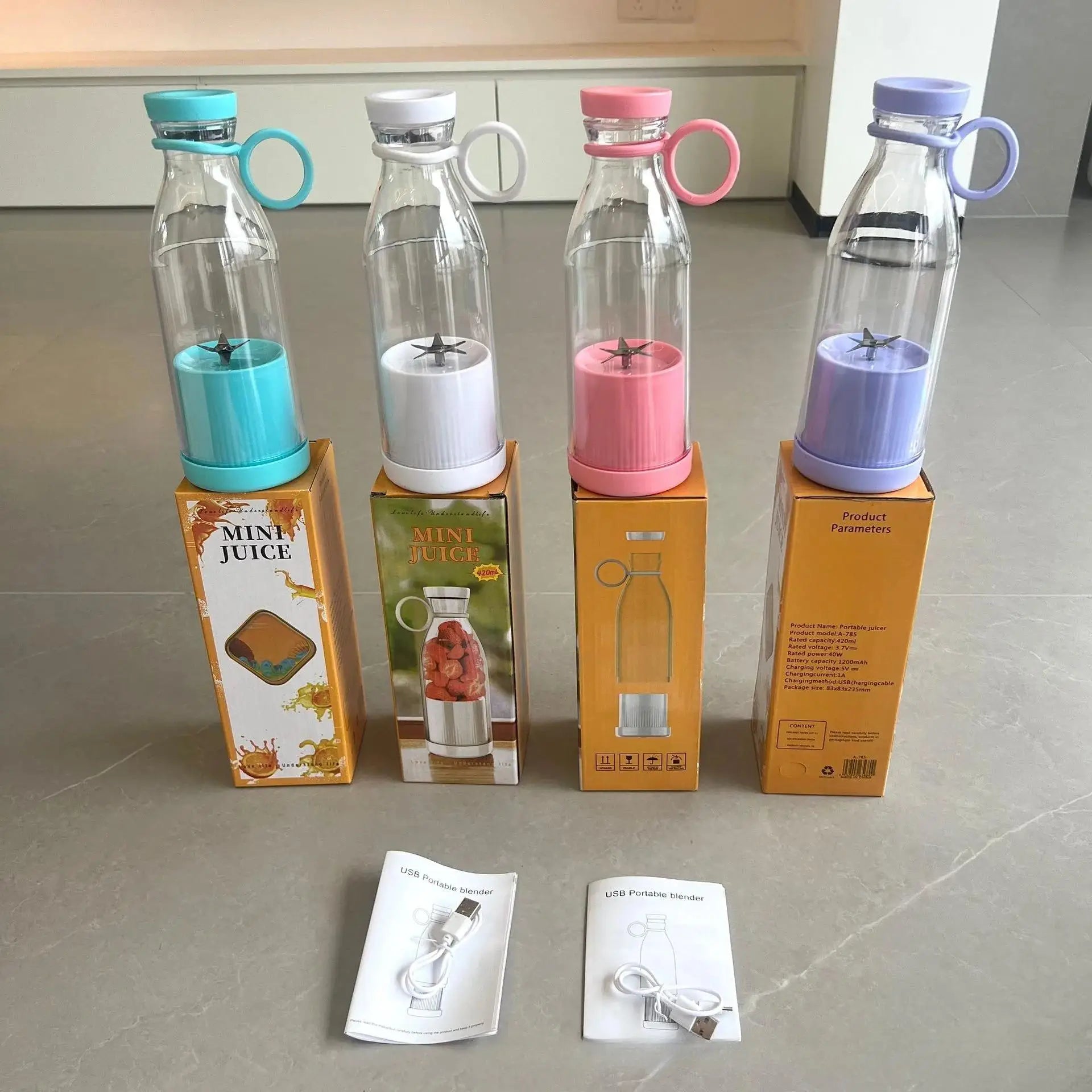 Mini Licuadora Portátil Recargable, Licuadora Eléctrica USB, Exprimidor de Frutas Frescas, Licuadora de 6 Cuchillas, Máquina para Hacer Smoothies y Hielo