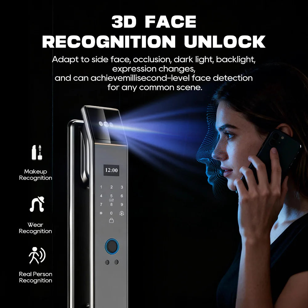 Cerradura Digital Wishome APP con Reconocimiento Facial 3D, Videollamada, Intercomunicador de Voz, Cerradura Digital con Apertura Automática