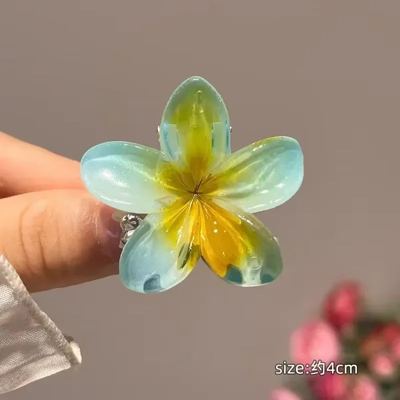 Nueva moda, Clip de garra de flor brillante para mujer, Clip de tiburón de cola de caballo dulce transparente, accesorios versátiles para el cabello para niña