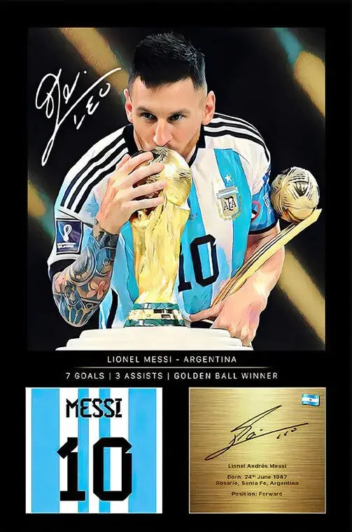 Arte de pared Pop moderno, estrella de fútbol argentina Meesi firmada, lienzo HD, póster impreso, decoración para el hogar, dormitorio, sala de estar, regalos