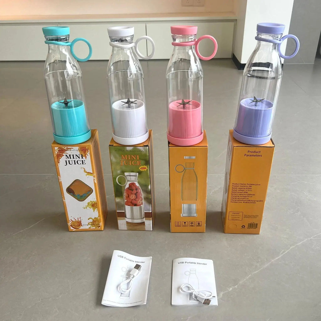 Mini Licuadora Portátil Recargable, Licuadora Eléctrica USB, Exprimidor de Frutas Frescas, Licuadora de 6 Cuchillas, Máquina para Hacer Smoothies y Hielo