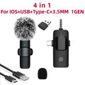 Micrófono Lavalier inalámbrico 4 en 1, micrófono inteligente con reducción de ruido de 3,5mm para Iphone, Android, cámara SLR, altavoz, radio