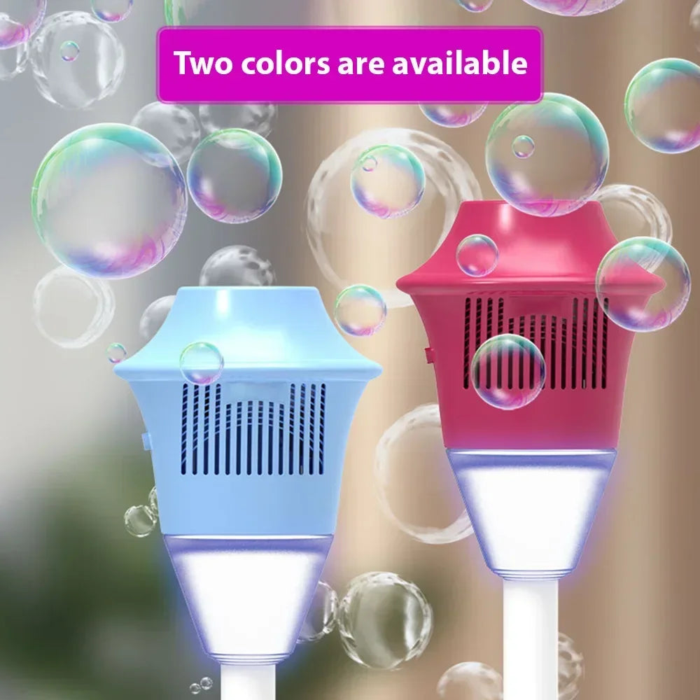 Máquina de burbujas con forma de farola, burbujas de jabón, soplador de burbujas totalmente automático con luz musical, decoración para fiestas de cumpleaños, juguete para exteriores