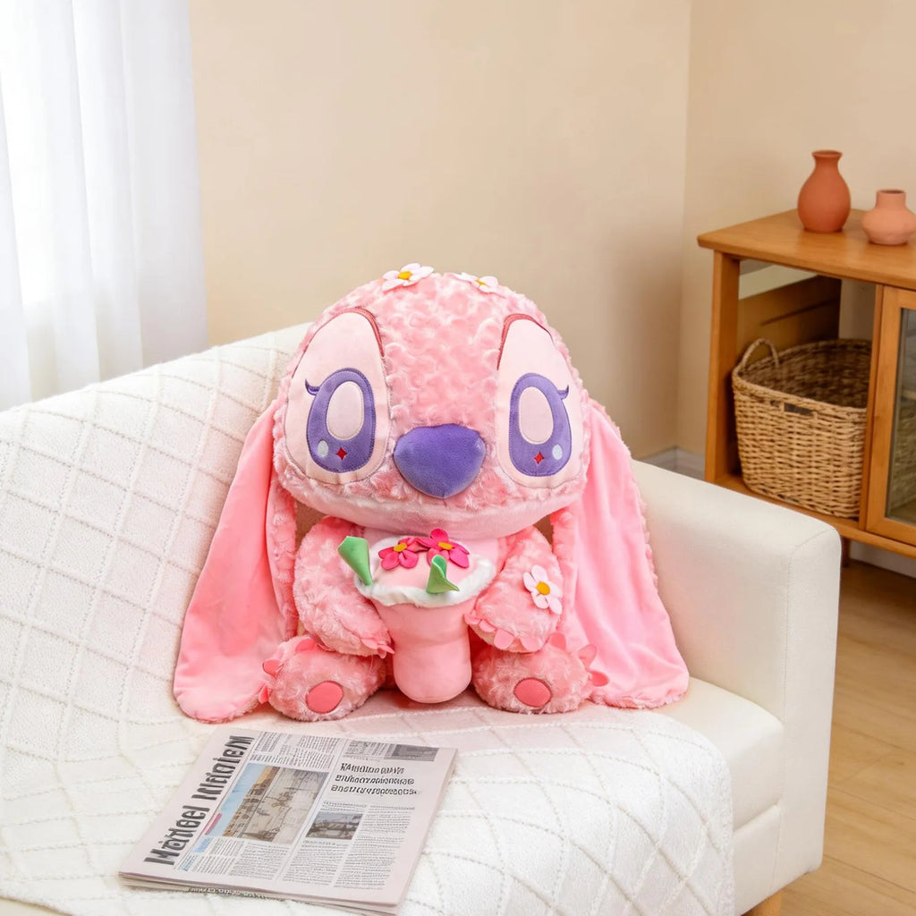 Set de Peluches Disney de 60 cm, Stitch y Angel, Lindos Peluches de Extraterrestres Azules y Rosas, Regalo Perfecto para Niños y Fanáticos del Anime