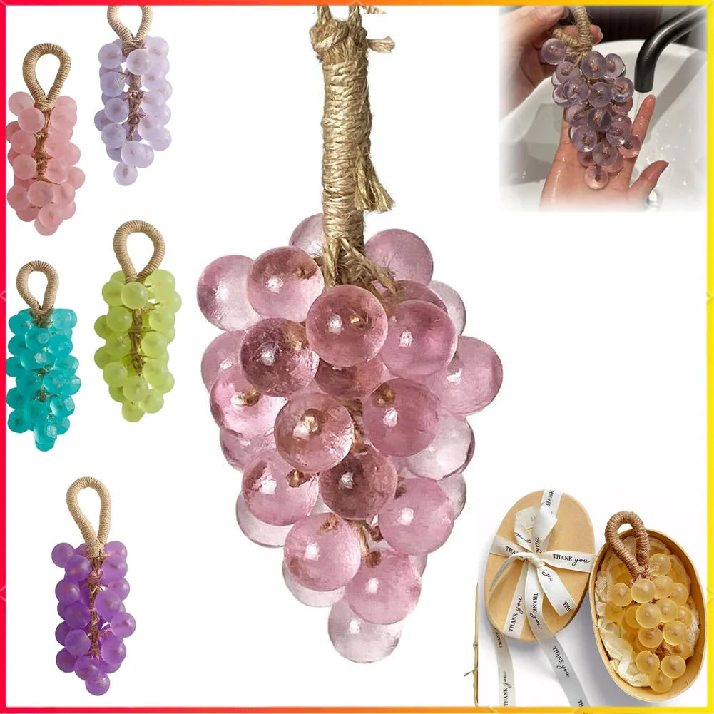 Jabón de uva hecho a mano con cuerda, jabón de uva, jabones aromáticos decorativos para lavarse las manos, baño, regalo de aire fresco para hombres y mujeres