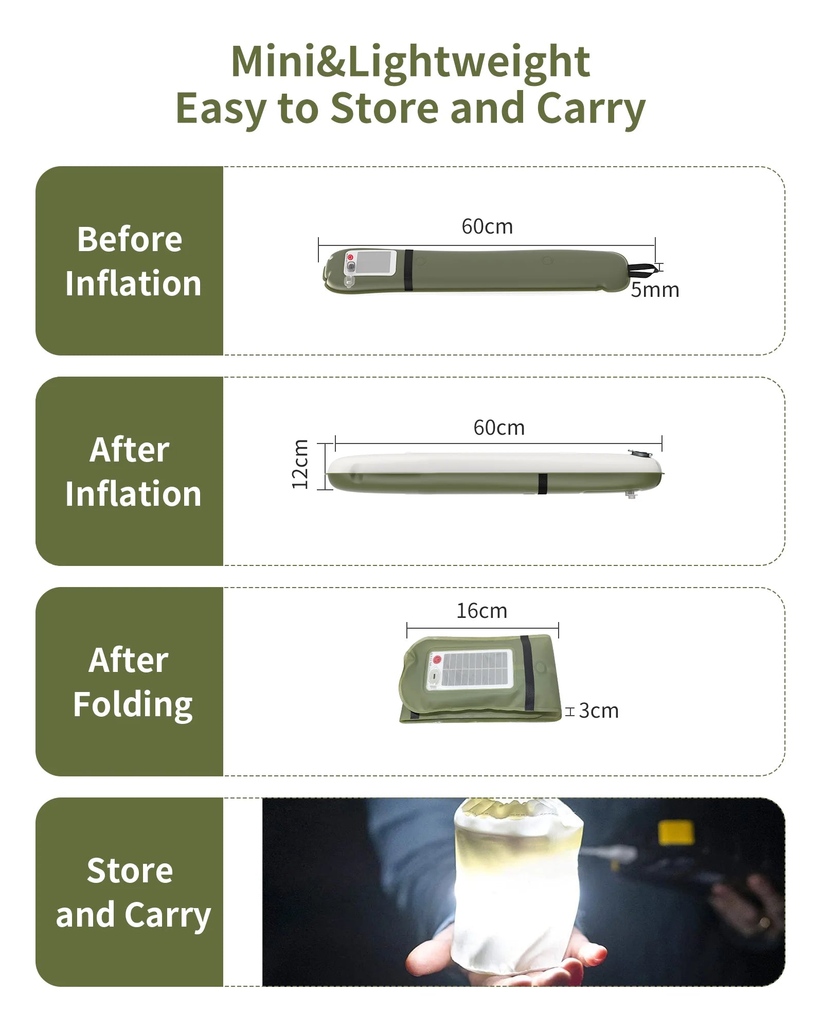 ZTARX-tubo de luz LED inflable Solar para acampar, tira de luces USB plegable para exteriores, lámpara portátil para tienda de viaje, resistente al agua IP66