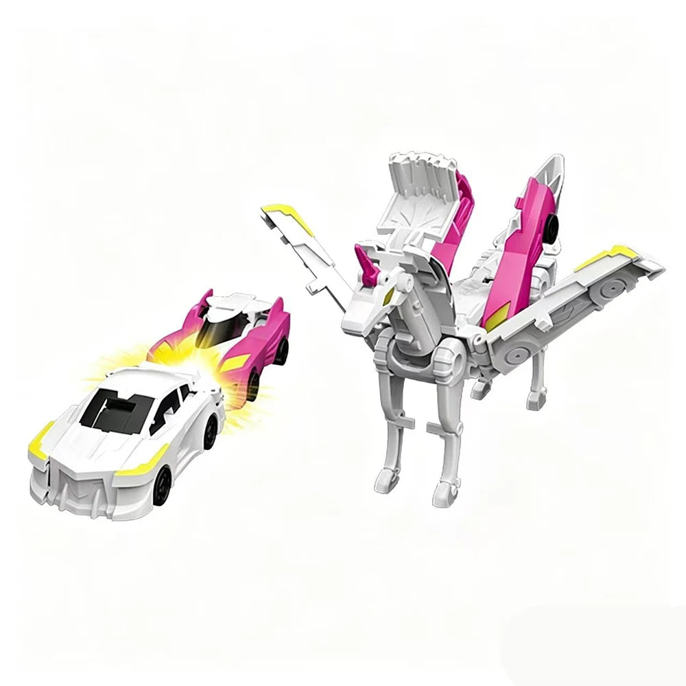 Nuevo Unicornio Transformers: Coche de Juguete 2 en 1 con Transformación Mágica y Súper Combinación, Coche Magnético Transformable por Colisión para Niños, DIY