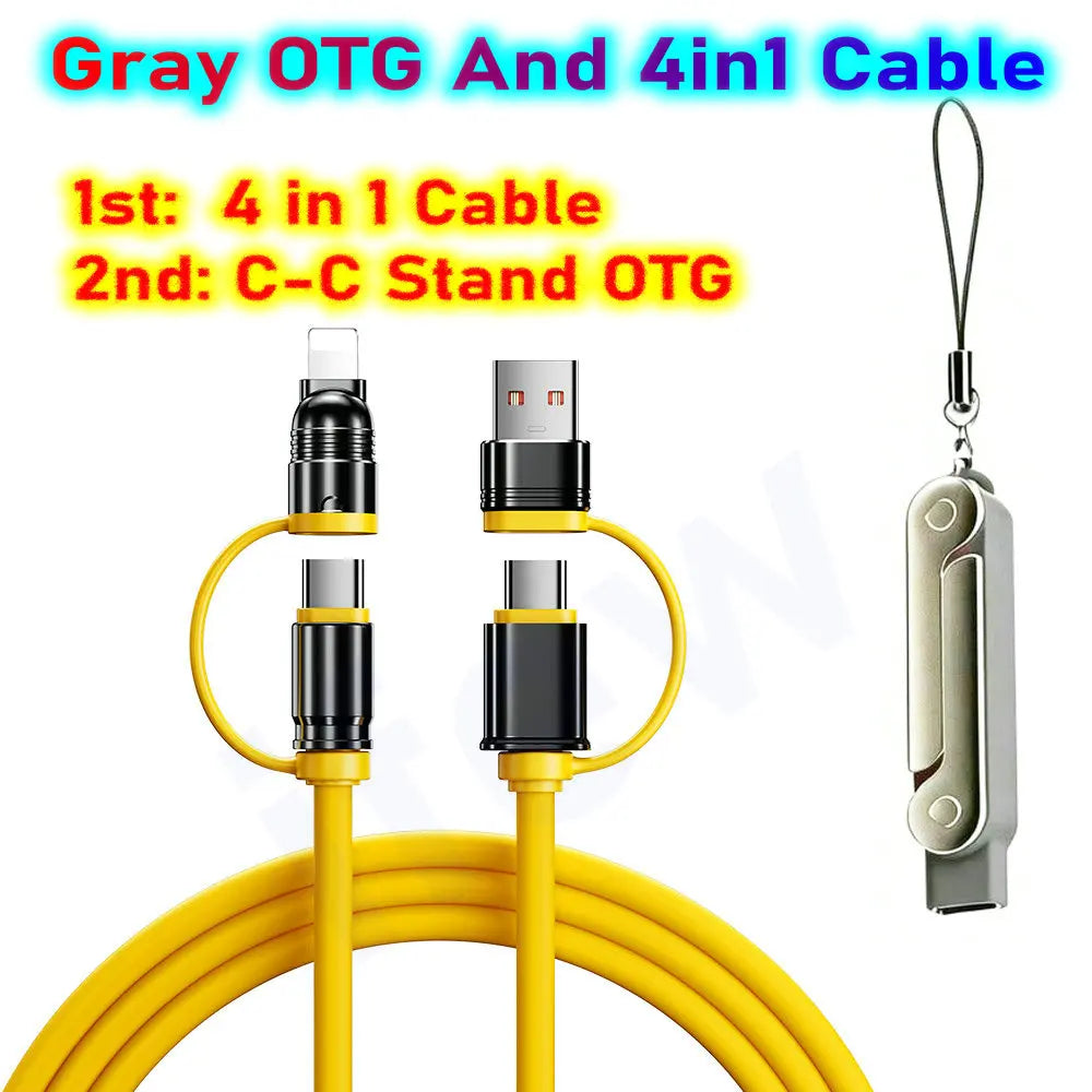 Quick Charge Flat Phone Charger Type C 240W Foldable Stand Fast Charging Kick Cable Stand Holder Cord for IPhone 17 16 Samsung