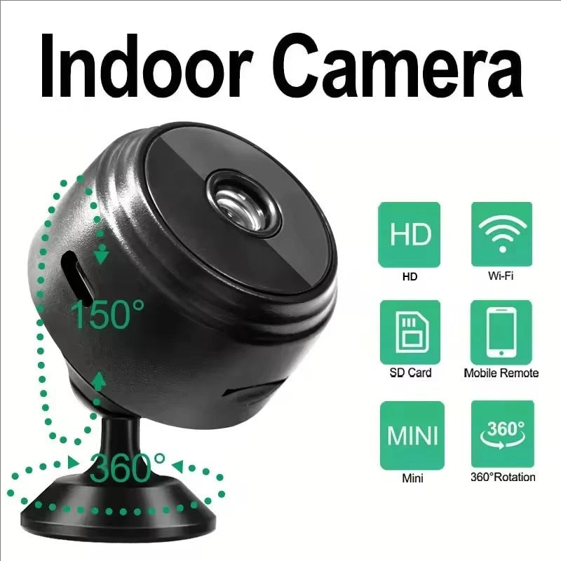 Mini Cámara WiFi HD 1080P con Visión Nocturna Inalámbrica, Imán Integrado, Almacenamiento, Visualización Remota a través del Teléfono, Cámara de Seguridad para el Hogar, Bebés, Mascotas y Niñeras