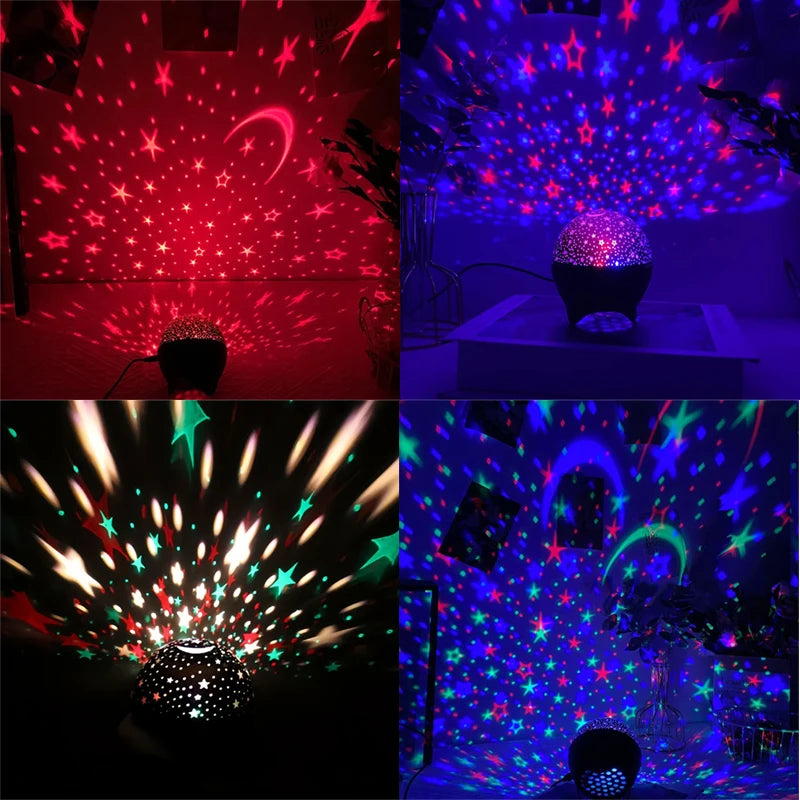 Luces nocturnas RGB, proyector de luz LED, Luna estrellada, lámpara de proyección de galaxia, 5V, USB para regalo de Navidad para niños, decoraciones para habitación