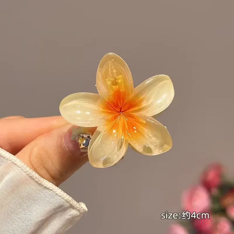 Pinzas para el cabello con gradiente hawaiano, pinzas para el cabello con flores, horquilla para la cabeza a la moda de gran tamaño para mujeres y niñas, pasador de cangrejo, accesorios para el cabello