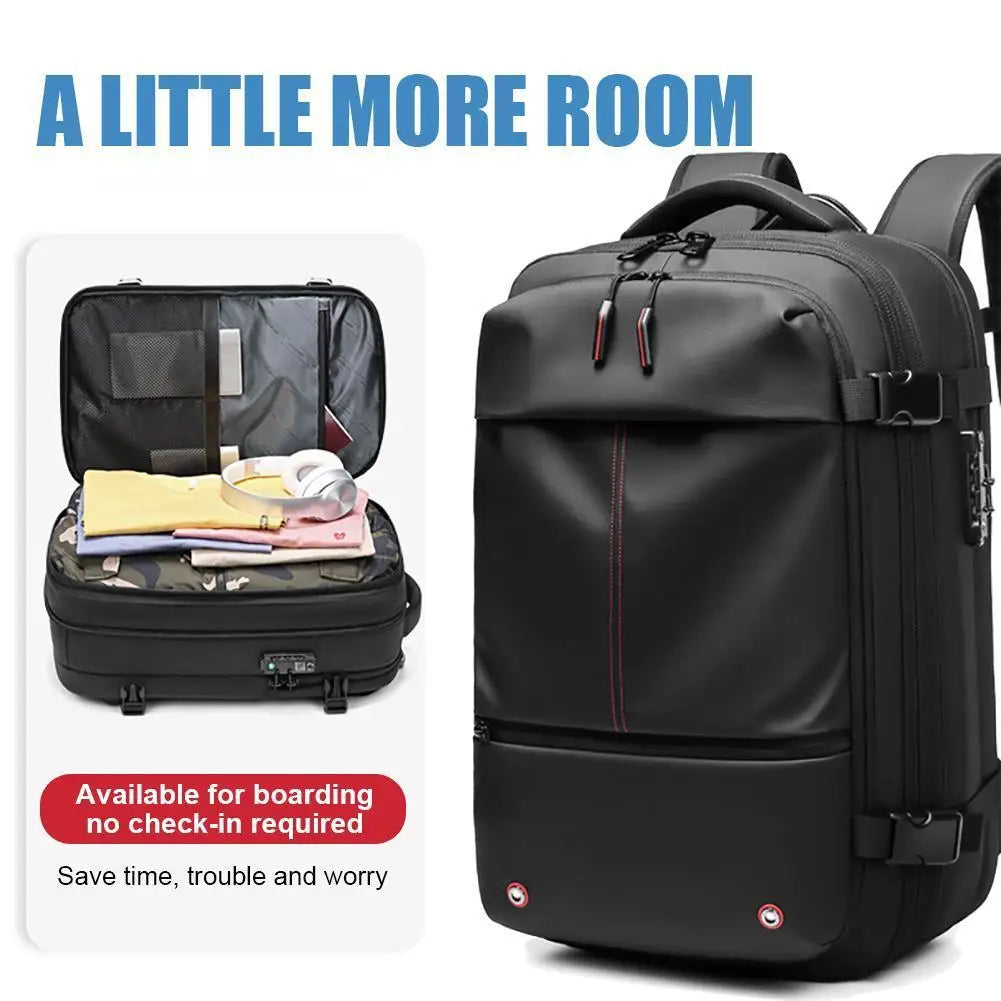 Mochila de viaje multifunción para hombre, bolsa de ordenador de gran capacidad, de compresión al vacío, de TPU, para adolescentes