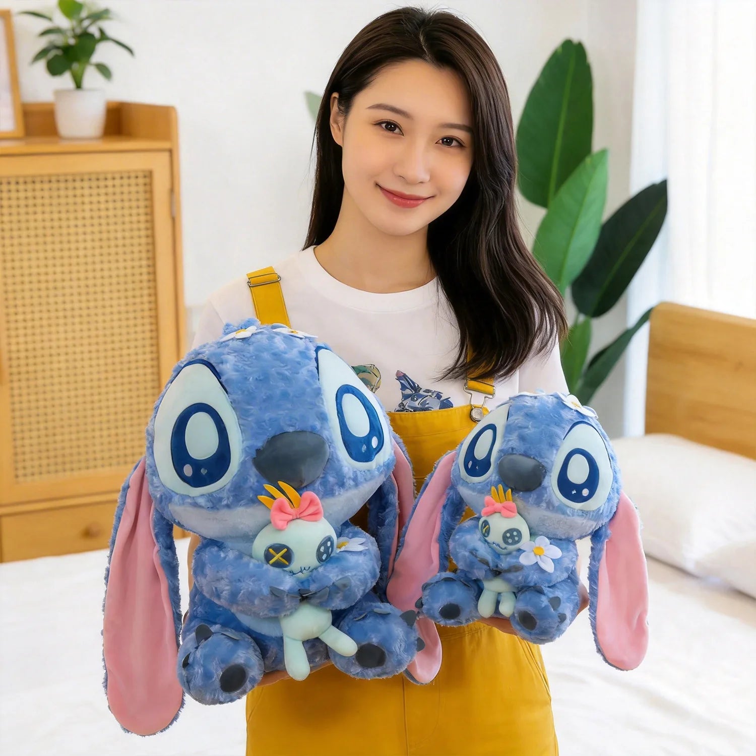 Set de Peluches Disney de 60 cm, Stitch y Angel, Lindos Peluches de Extraterrestres Azules y Rosas, Regalo Perfecto para Niños y Fanáticos del Anime
