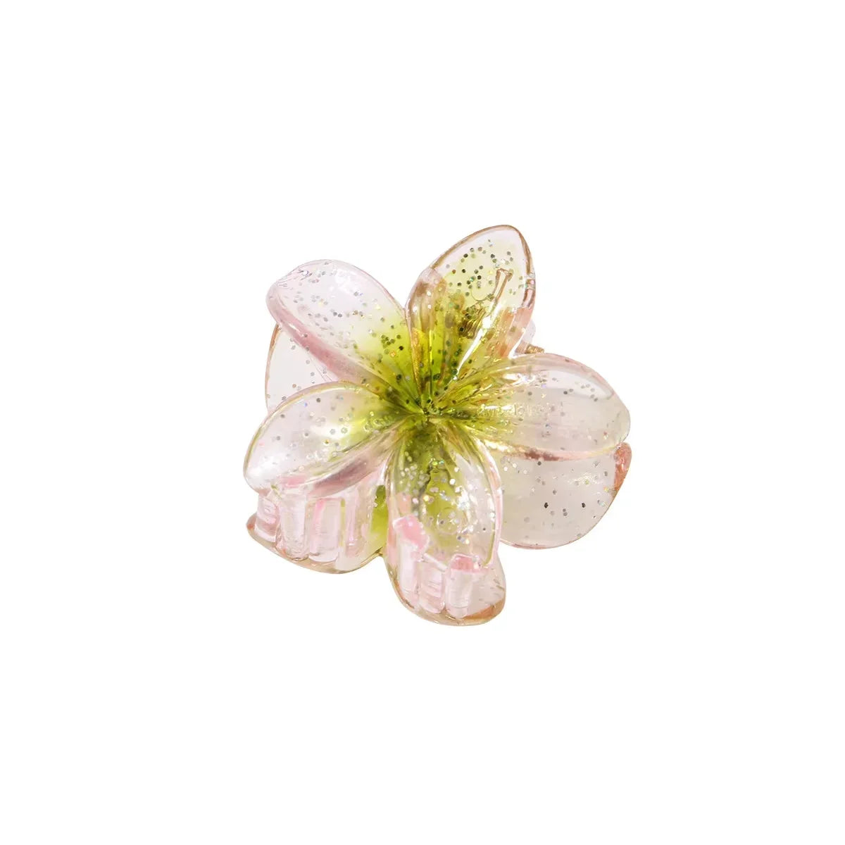 Nueva moda, Clip de garra de flor brillante para mujer, Clip de tiburón de cola de caballo dulce transparente, accesorios versátiles para el cabello para niña