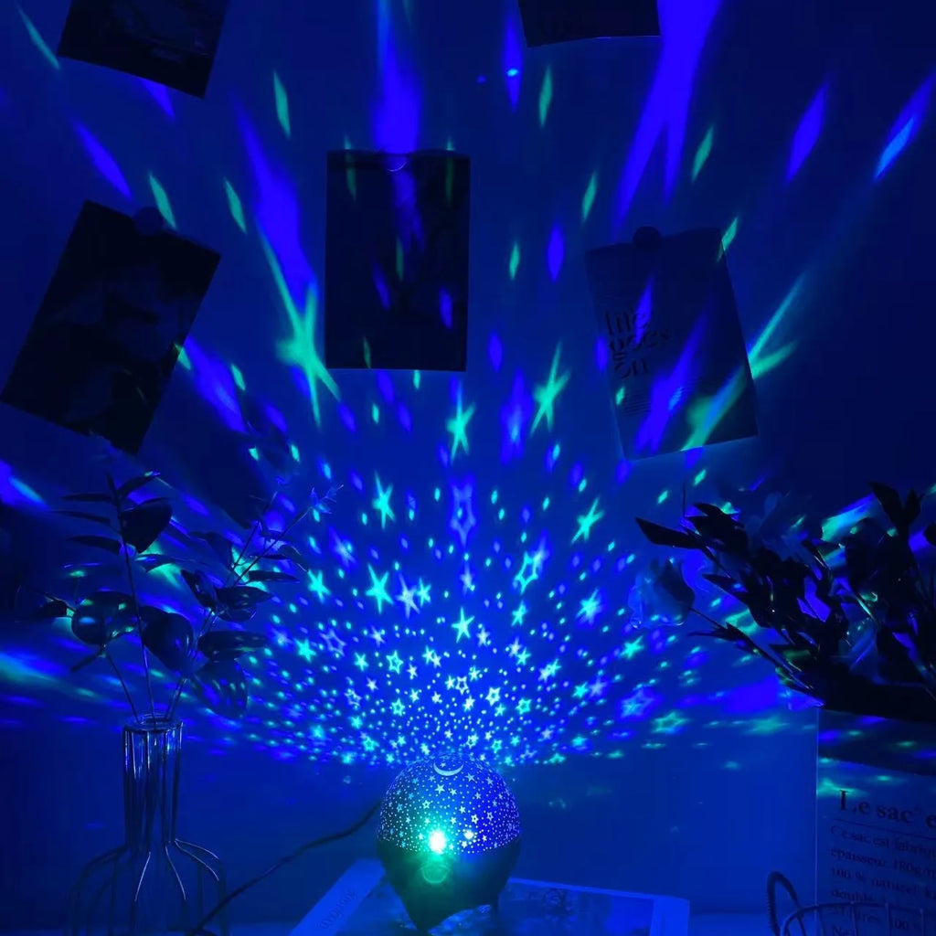 Luces nocturnas RGB, proyector de luz LED, Luna estrellada, lámpara de proyección de galaxia, 5V, USB para regalo de Navidad para niños, decoraciones para habitación