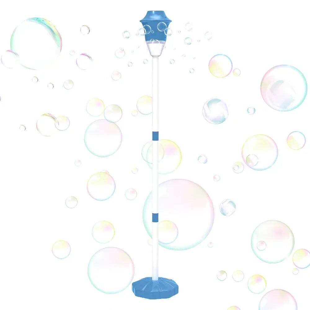 Máquina de burbujas con forma de farola, burbujas de jabón, soplador de burbujas totalmente automático con luz musical, decoración para fiestas de cumpleaños, juguete para exteriores