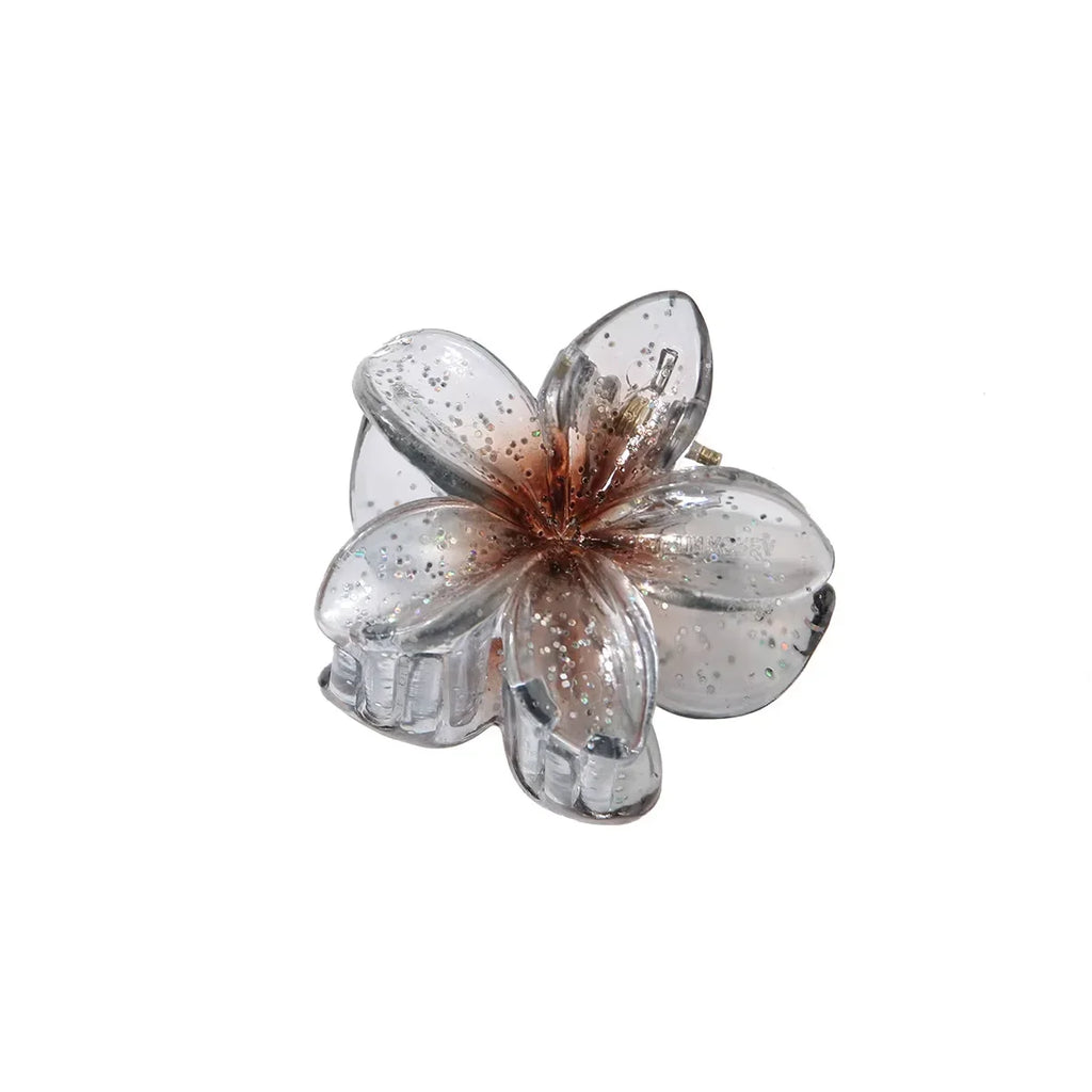 Nueva moda, Clip de garra de flor brillante para mujer, Clip de tiburón de cola de caballo dulce transparente, accesorios versátiles para el cabello para niña