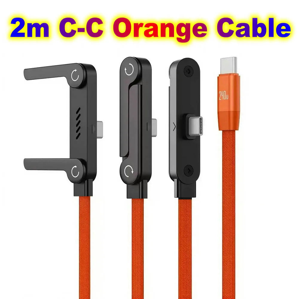 Quick Charge Flat Phone Charger Type C 240W Foldable Stand Fast Charging Kick Cable Stand Holder Cord for IPhone 17 16 Samsung