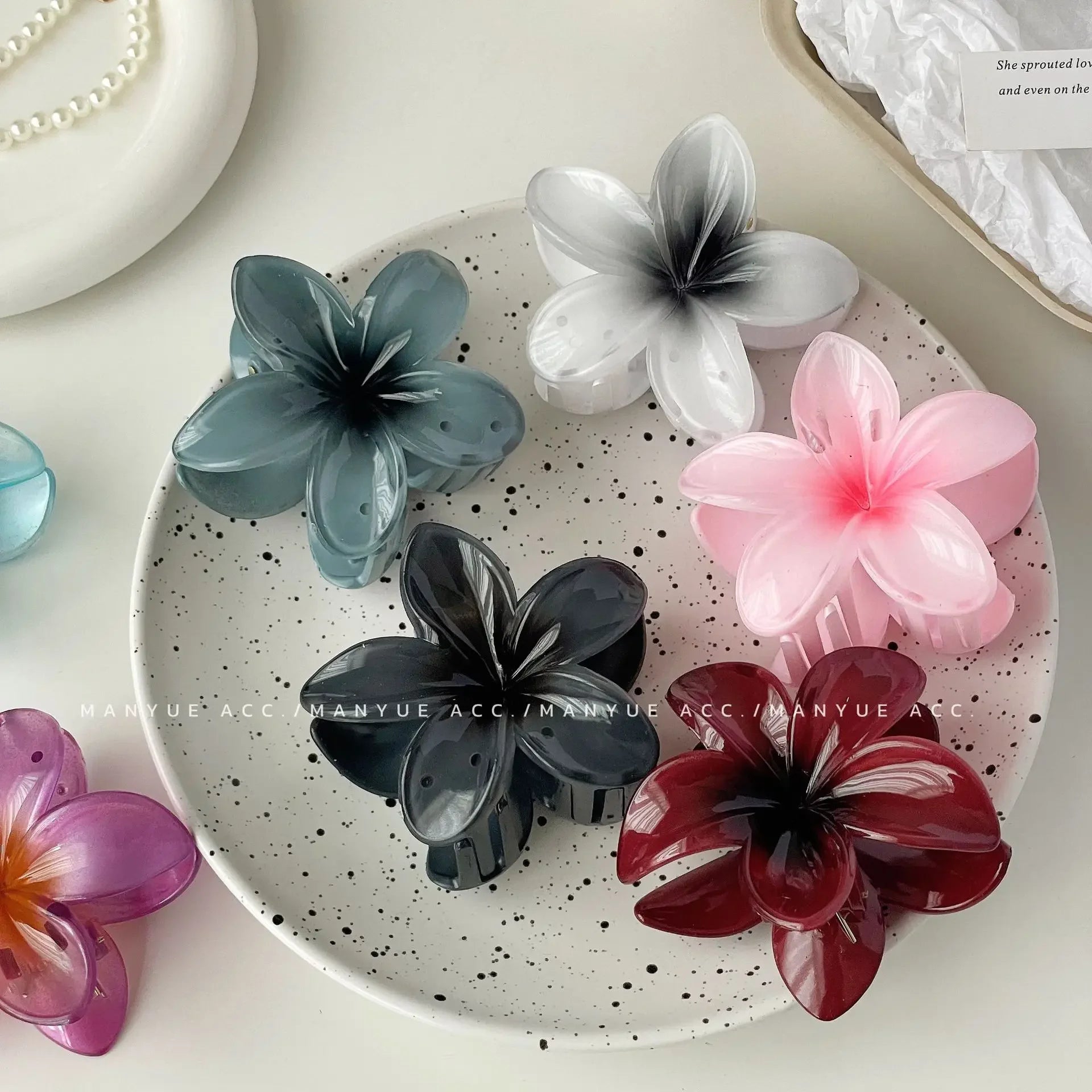 Pinzas para el cabello con gradiente hawaiano, pinzas para el cabello con flores, horquilla para la cabeza a la moda de gran tamaño para mujeres y niñas, pasador de cangrejo, accesorios para el cabello